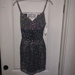 iridescent Rachel Allan homecoming/prom dress